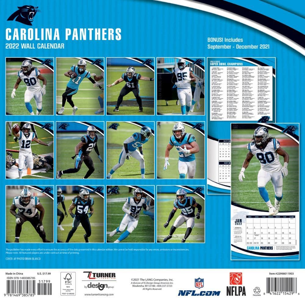 Carolina Panthers 2022 Wall Calendar