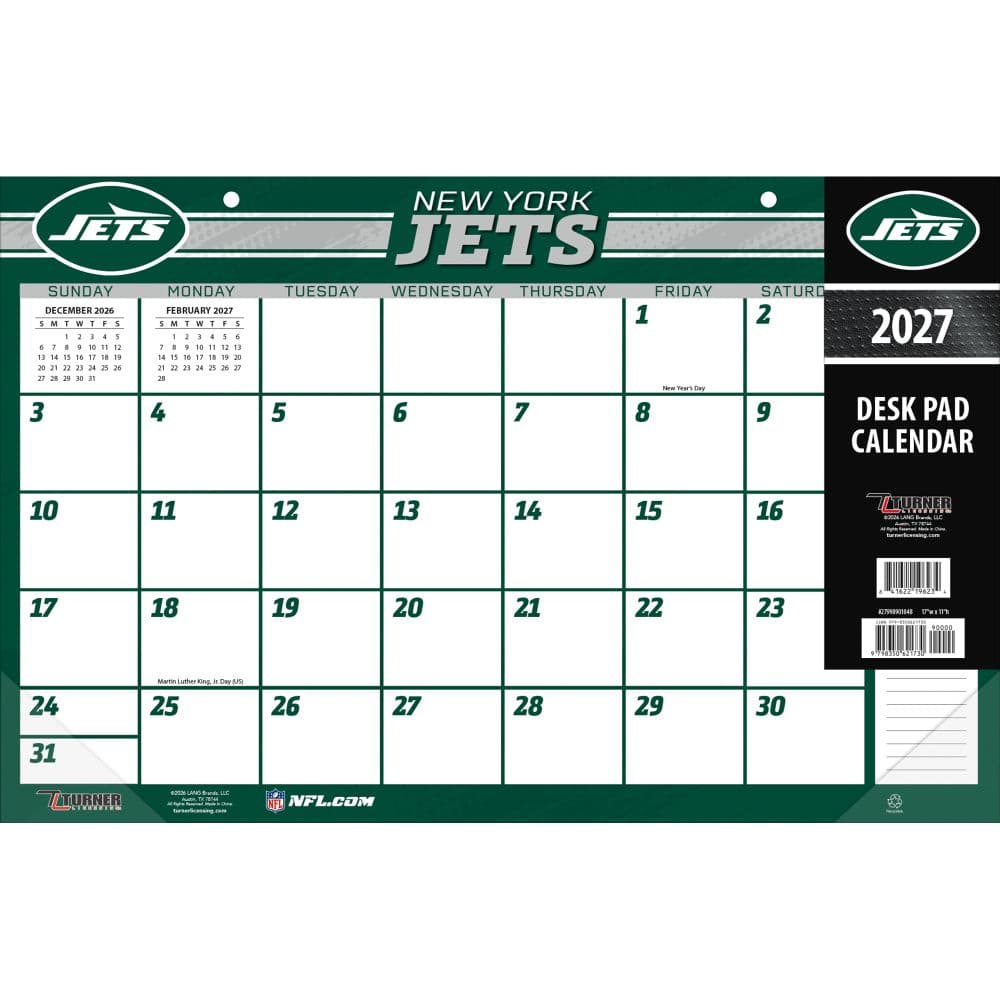 New York Jets 17" x 11" Desk Pad Calendar