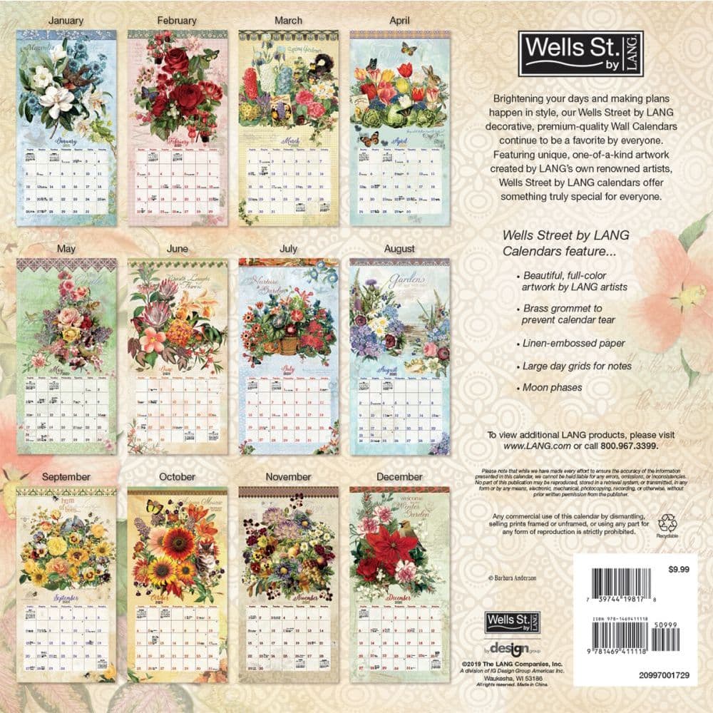 Botanical Gardens Wall Calendar by Barbara Anderson