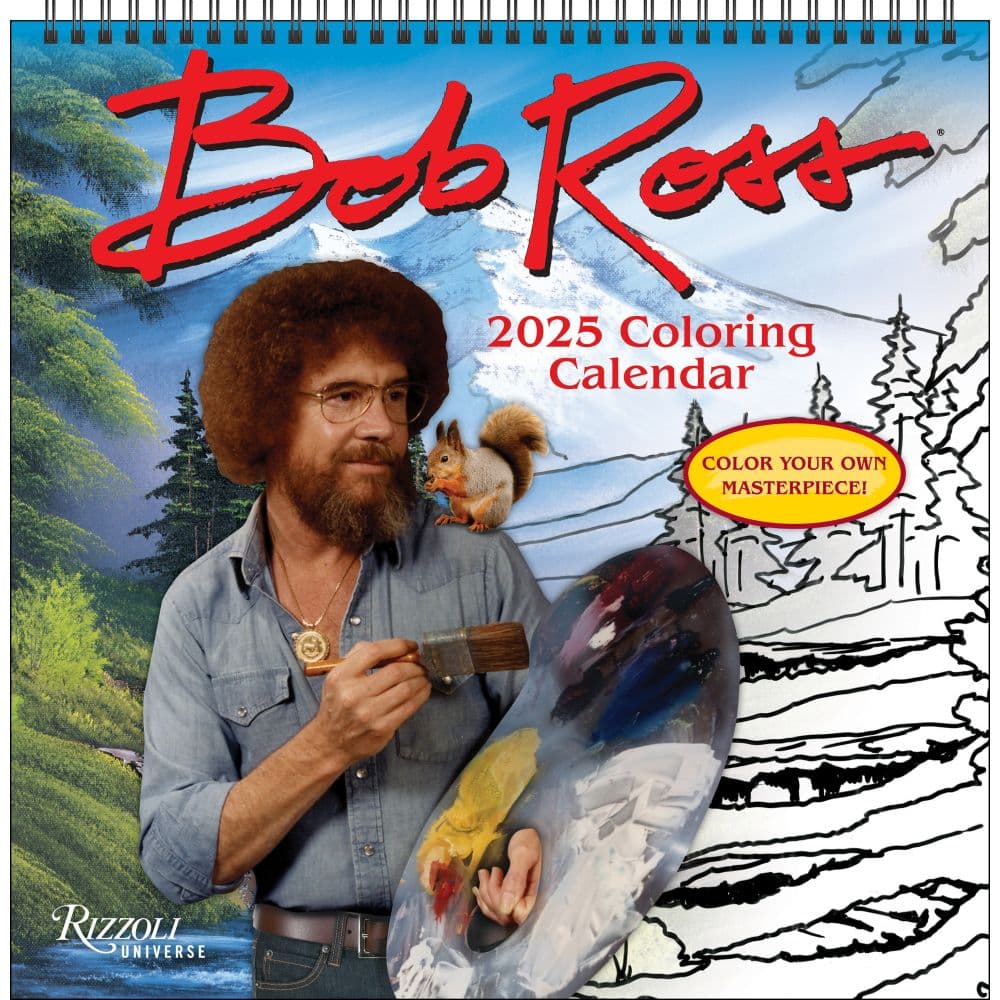 Bob Ross Coloring 2025 Wall Calendar Main Product Image width=&quot;1000&quot; height=&quot;1000&quot;