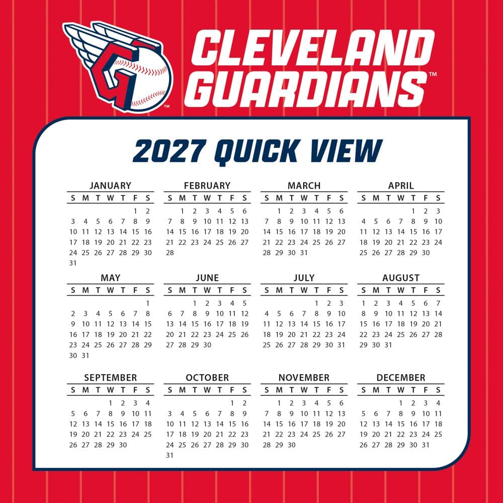 MLB Cleveland Guardians 2027 Desk Calendar Fourth Alternate Image