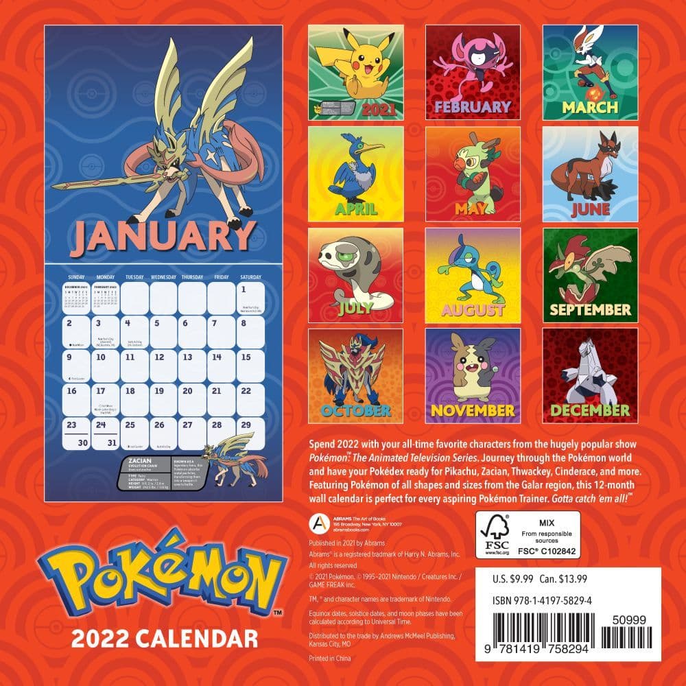Pokemon Calendrier 2023 Pokemon 2022 Mini Wall Calendar - Calendars.com