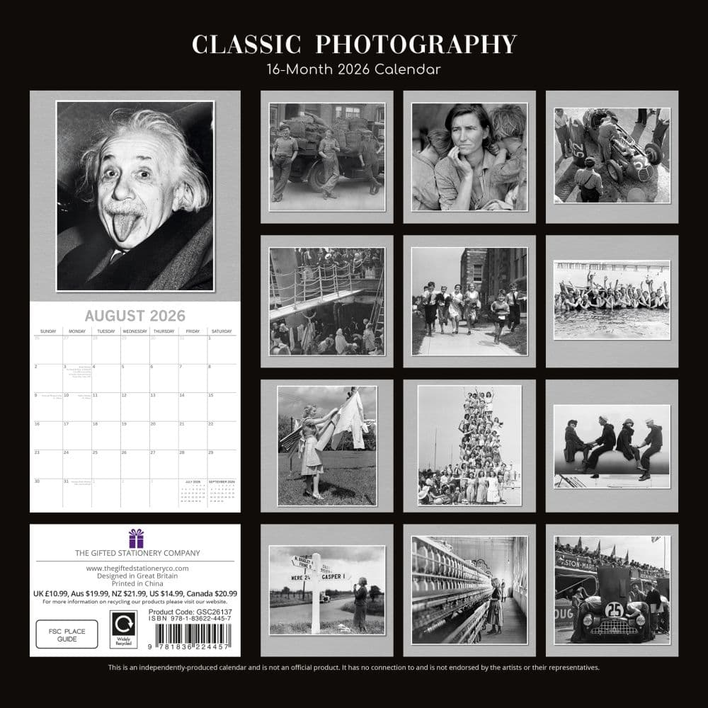 Classic Photography 2026 Wall Calendar First Alternate Image