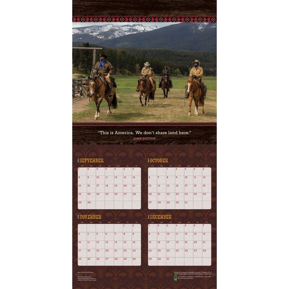 Yellowstone TV 2025 Wall Calendar Second Alternate Image