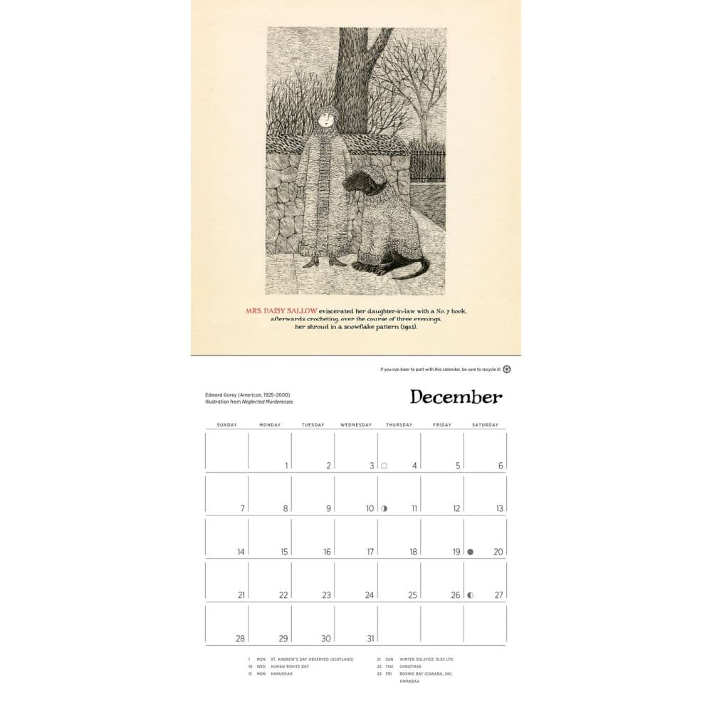 Edward Gorey 2025 Mini Wall Calendar Alt3