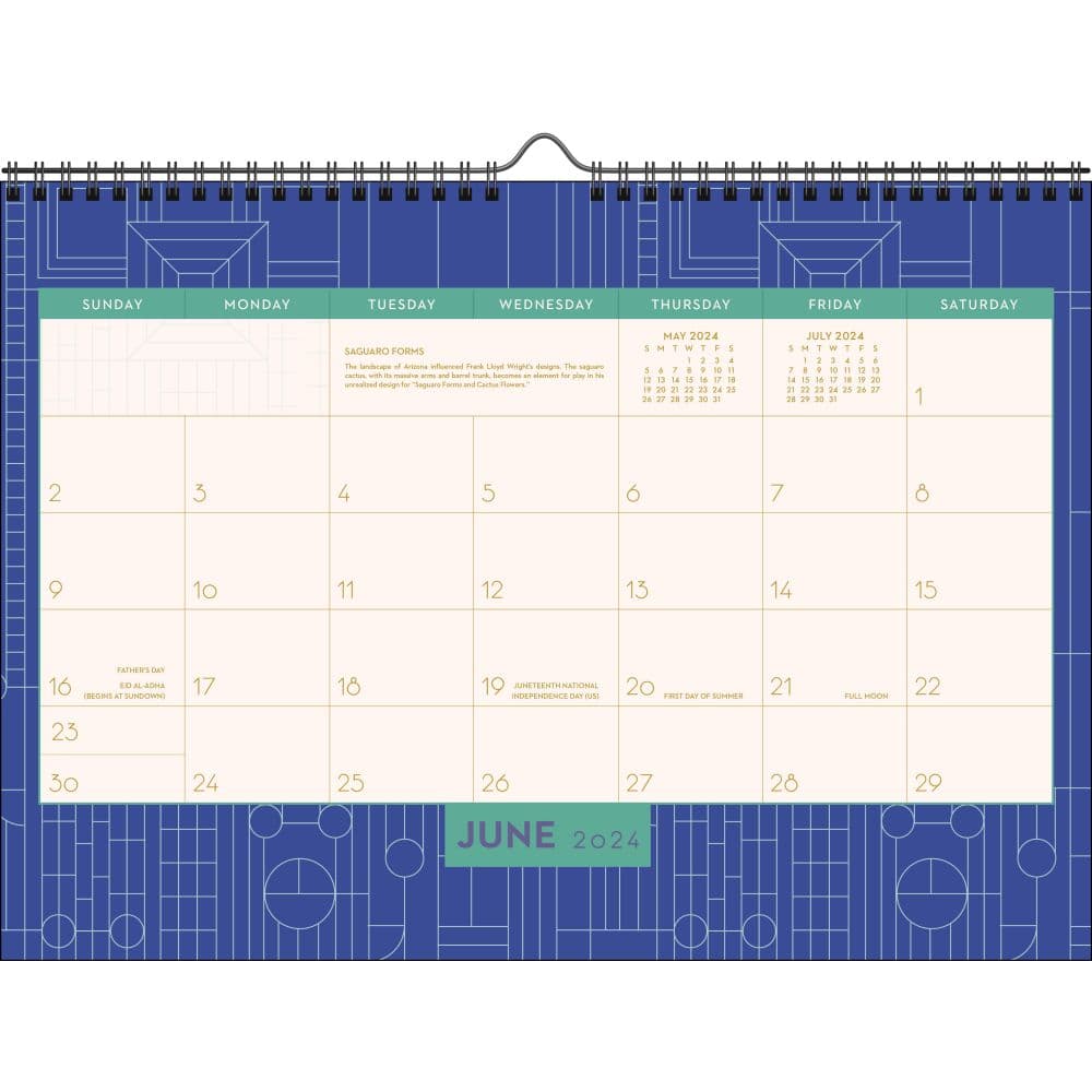 Frank Lloyd Wright 2024 Wall Calendar June