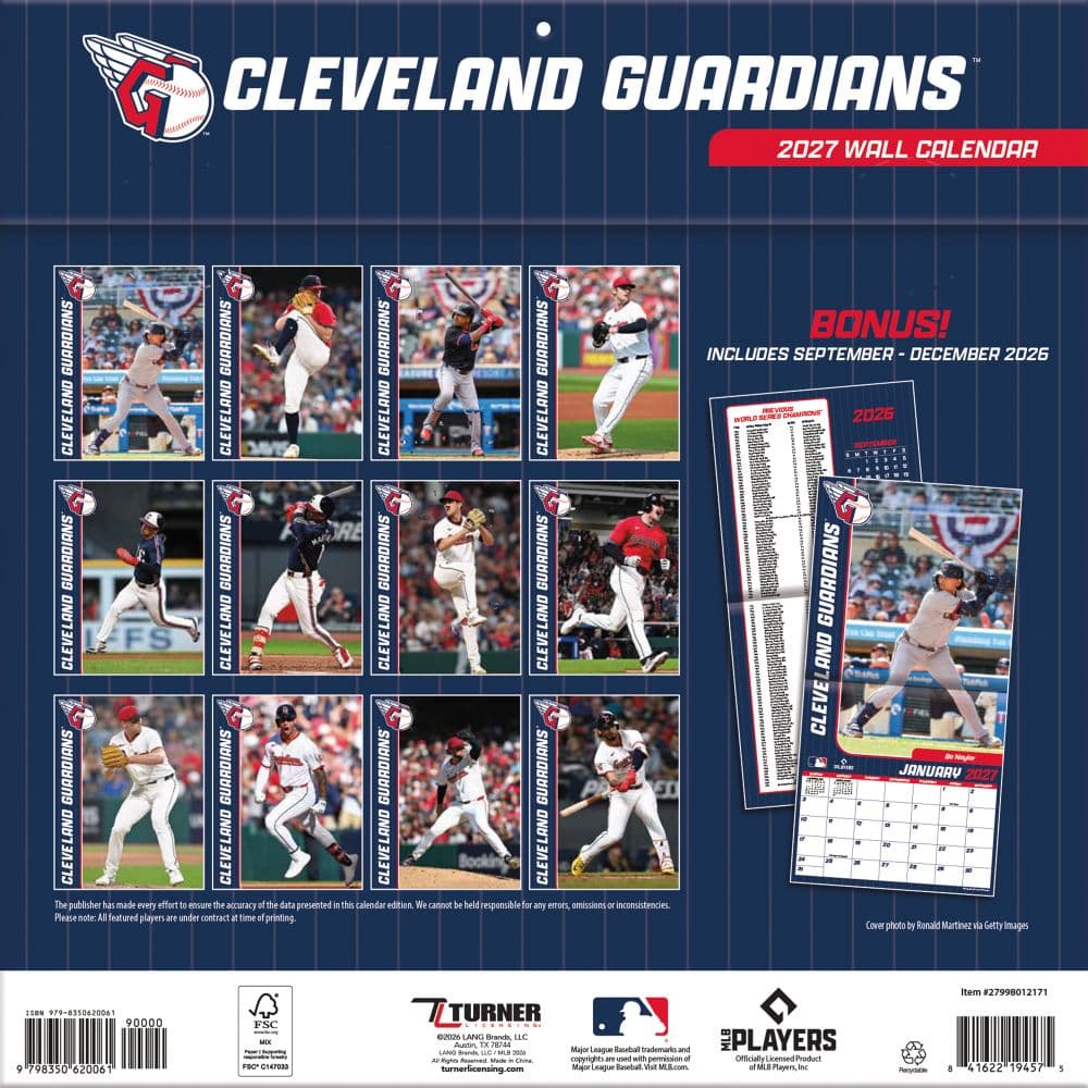 MLB Cleveland Guardians 2027 Wall Calendar First Alternate Image