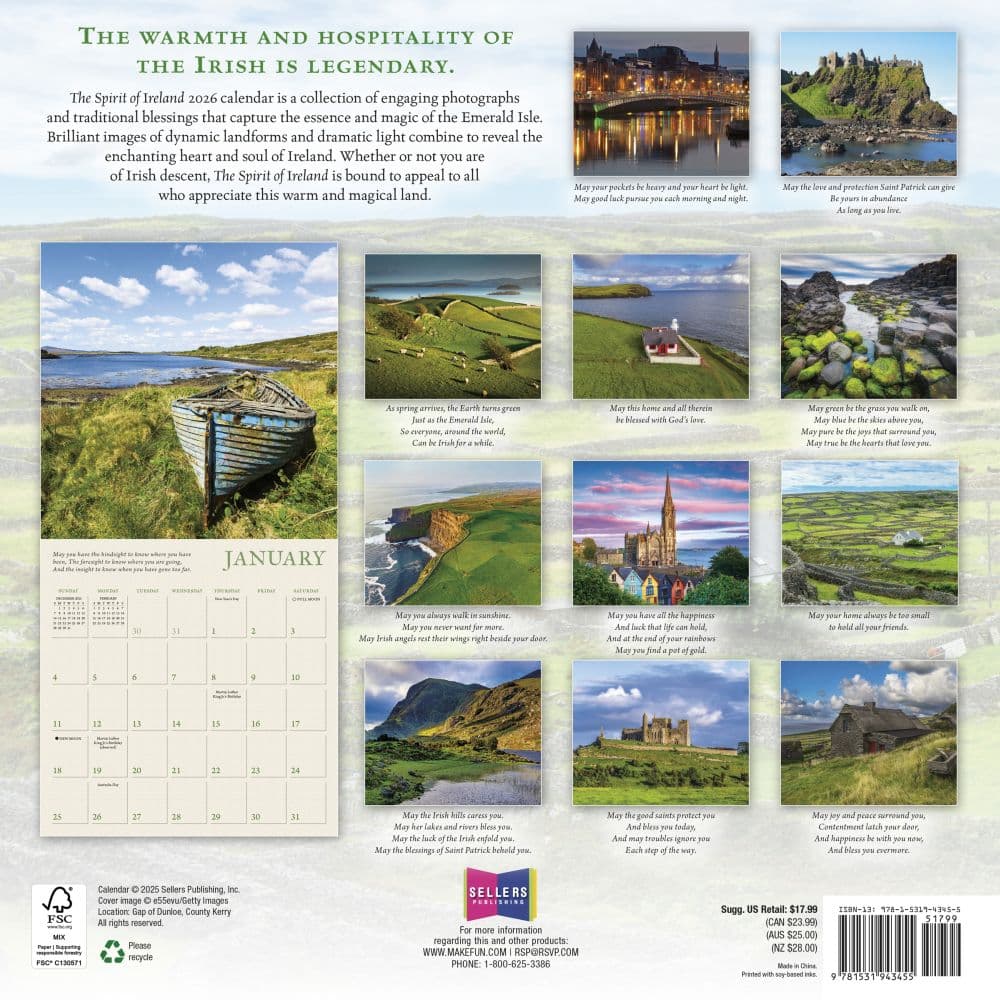 Ireland Spirit of 2026 Wall Calendar First Alternate Image