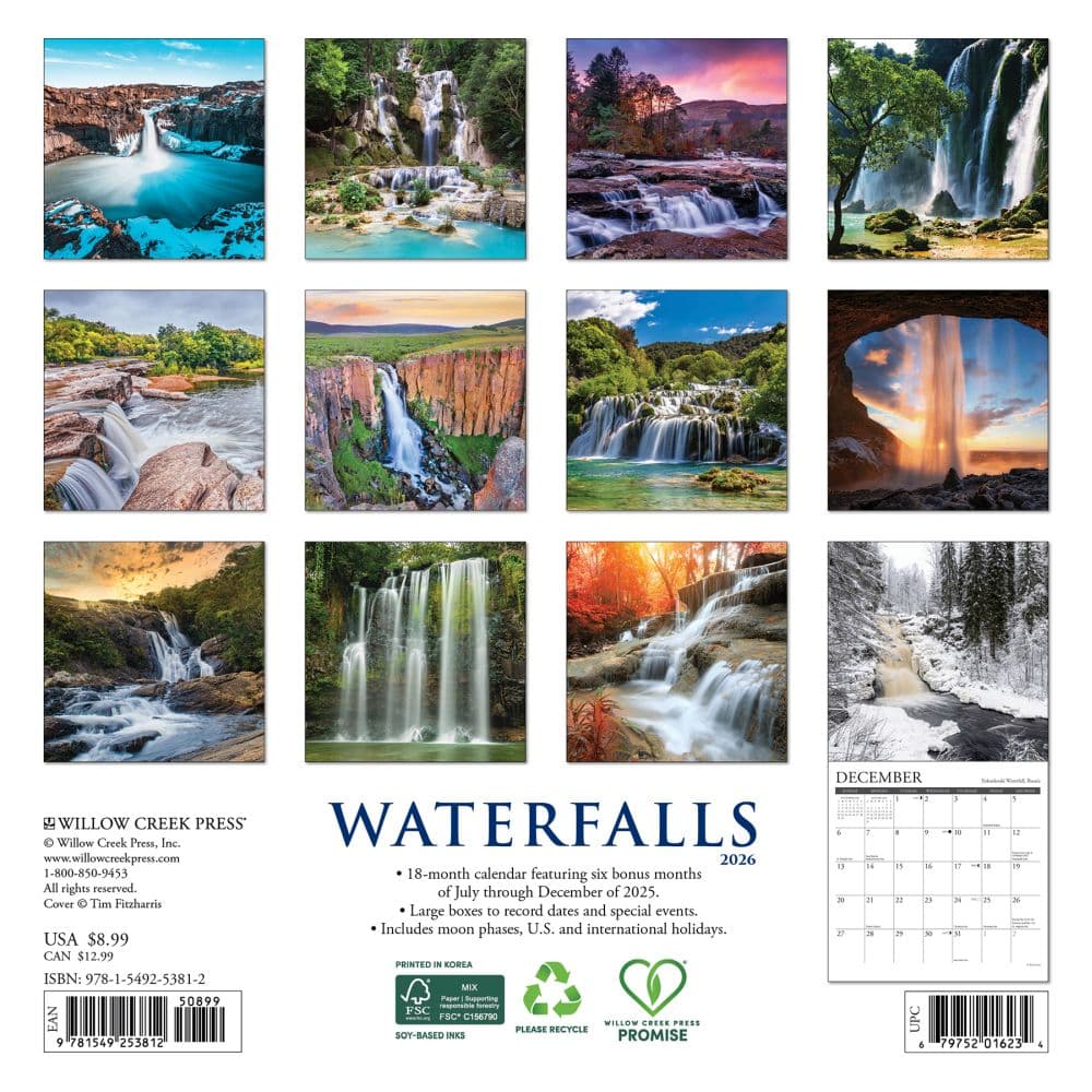 Waterfalls 2026 Mini Wall Calendar First Alternate Image