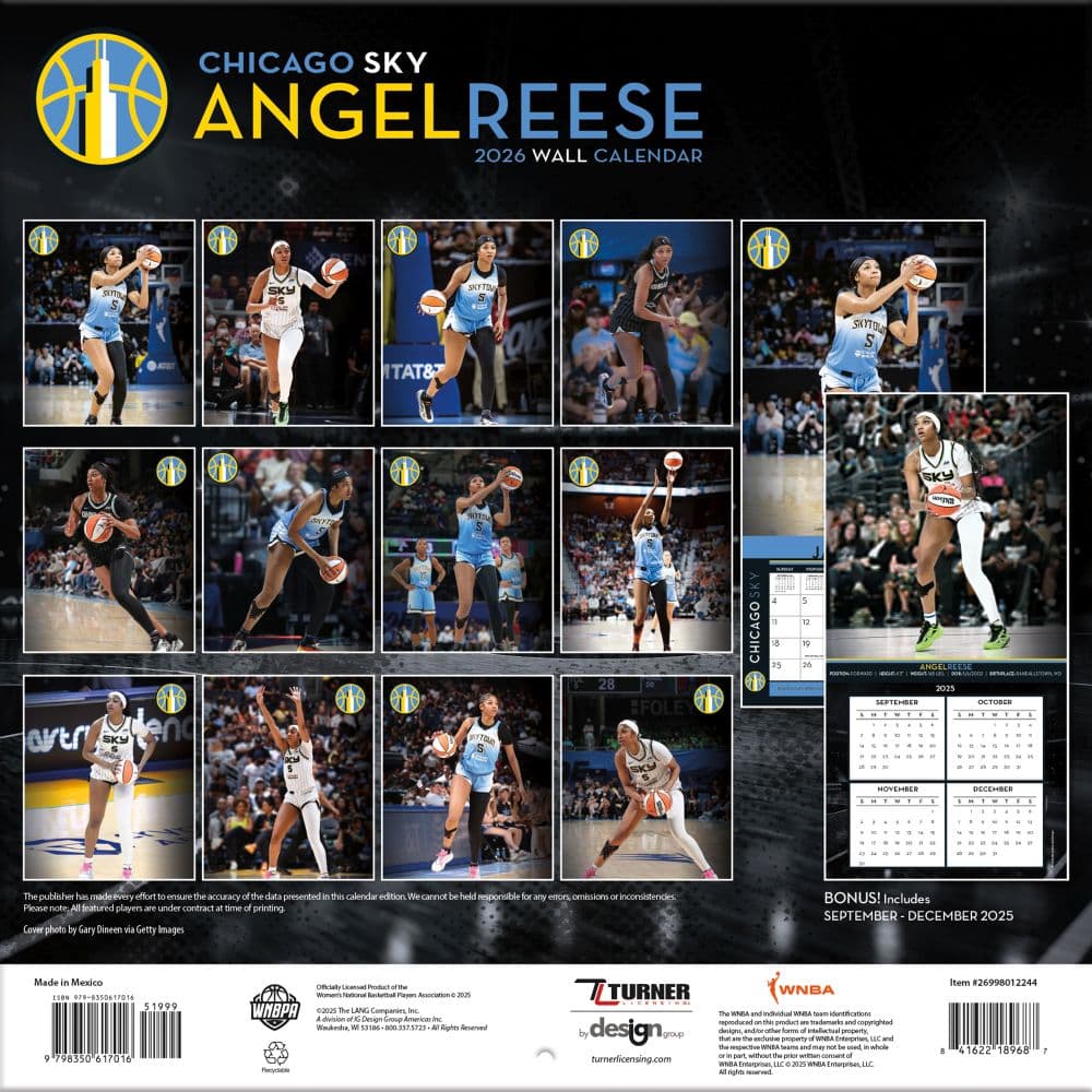 WNBA Chicago Angel Reese 2026 Wall Calendar First Alternate Image
