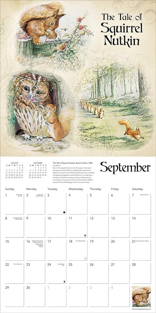Beatrix Potter Library 2024 Wall Calendar September
