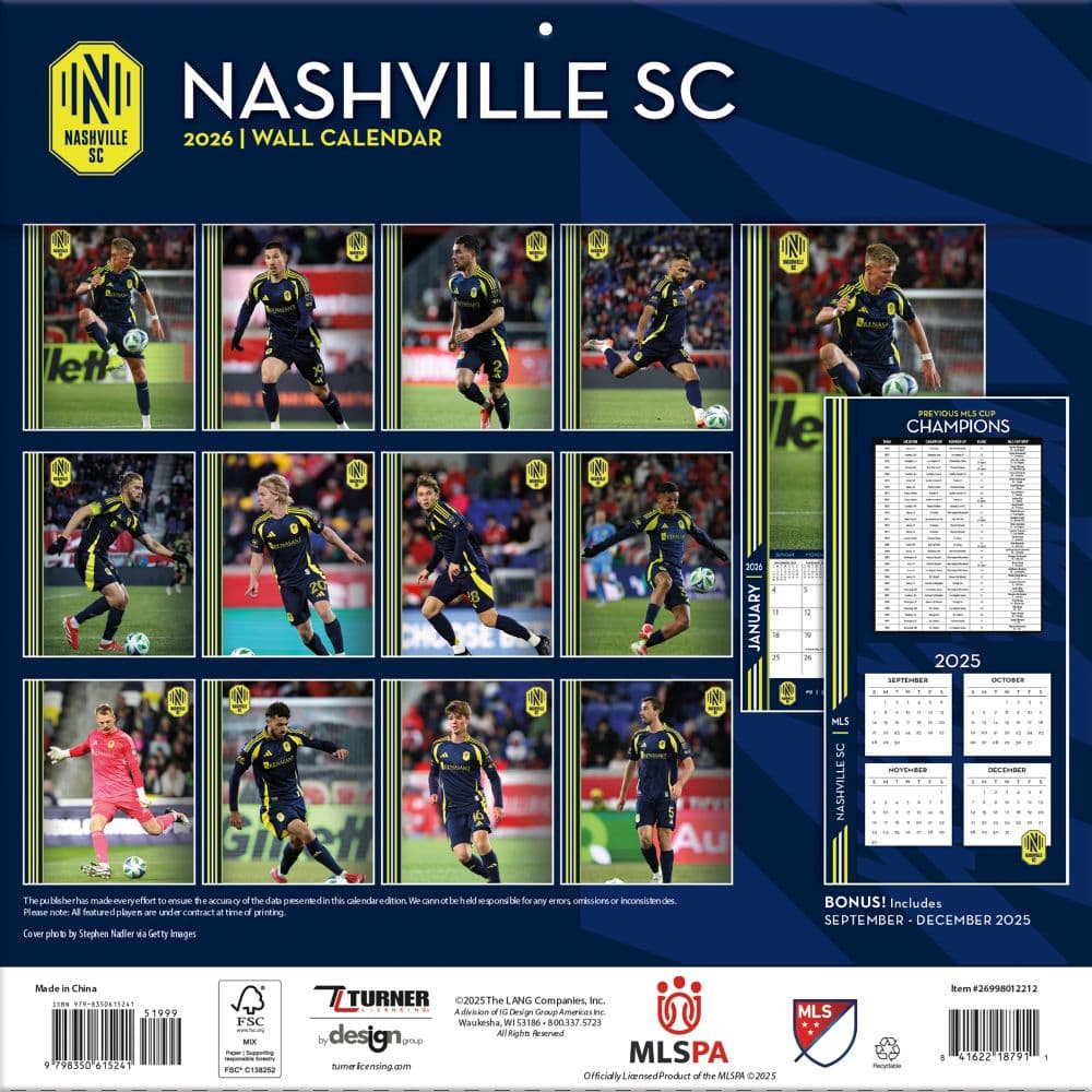 MLS Nashville SC 2026 Wall Calendar First Alternate Image