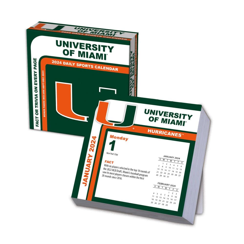 Miami Hurricanes 2024 Desk Calendar Main Product Image width=&quot;1000&quot; height=&quot;1000&quot;