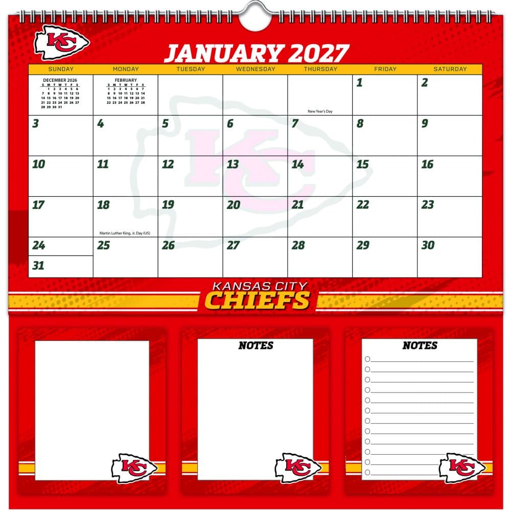 image NFL Kansas City Chiefs 2027 Memomate Spiral Wall Calendar Main Product Image
