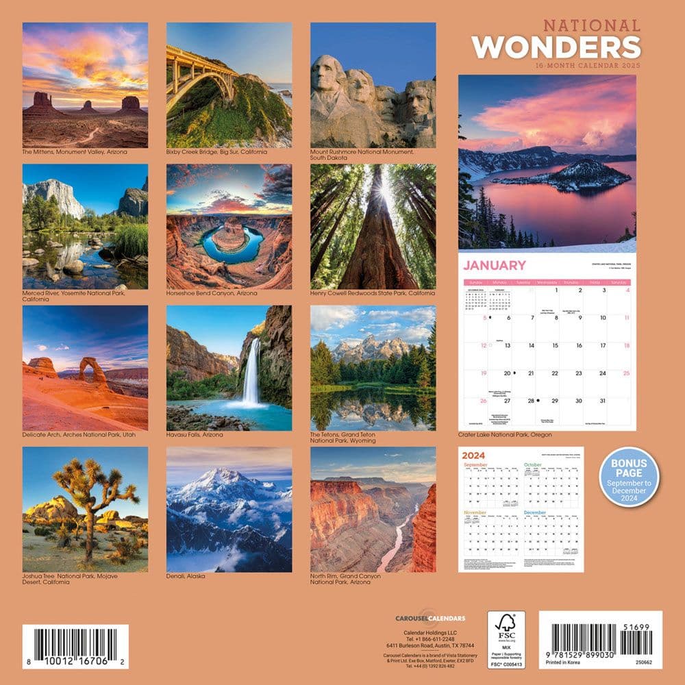 National Wonders 2025 Wall Calendar First Alternate Image width=&quot;1000&quot; height=&quot;1000&quot;