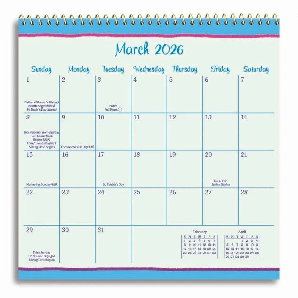 To My Granddaughter with Love 2026 Mini Wall Calendar Seventh Alternate Image