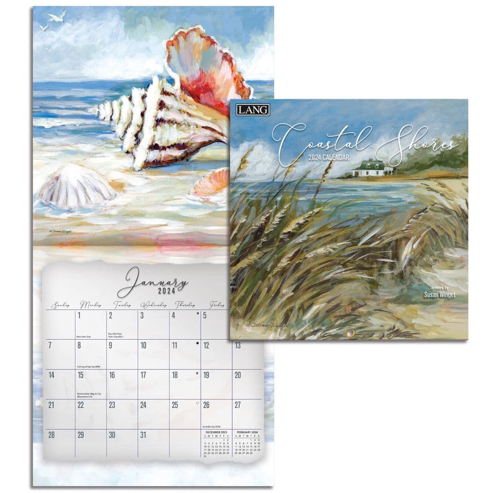 Coastal Shores 2024 Mini Wall Calendar