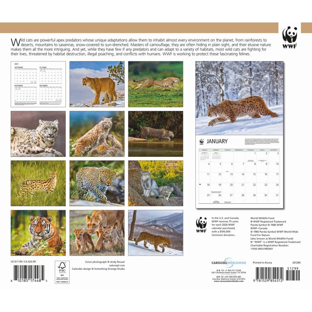 Wild Cats WWF 2026 Wall Calendar First Alternate Image