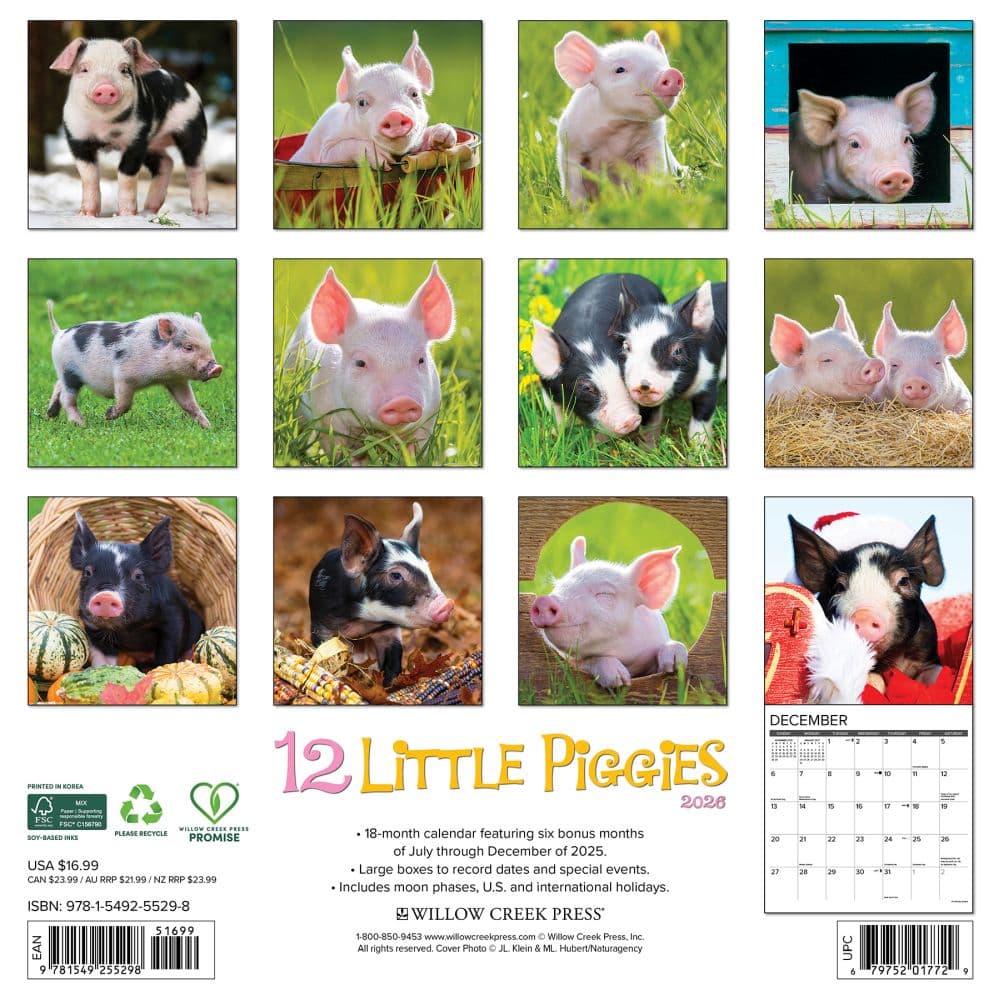 12 Little Piggies 2026 Wall Calendar First Alternate Image