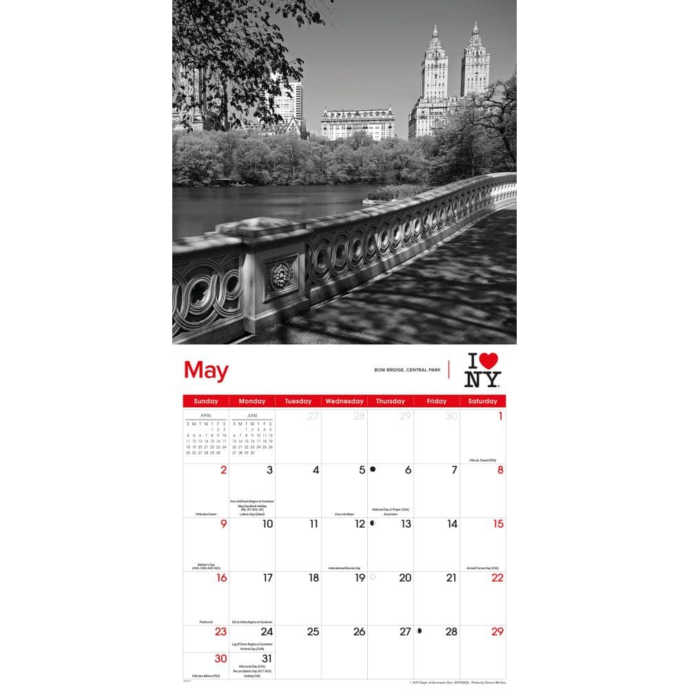 I Love NY Black and White 2027 Wall Calendar Third Alternate Image