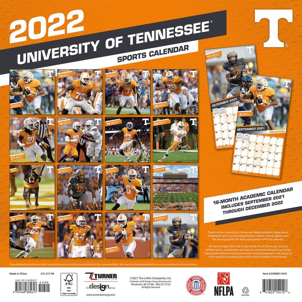 Vols 2022 Schedule Tennessee Volunteers 2022 Wall Calendar - Calendars.com