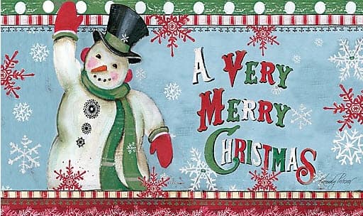 Merry Snowman Doormat by Kimberly Poloson