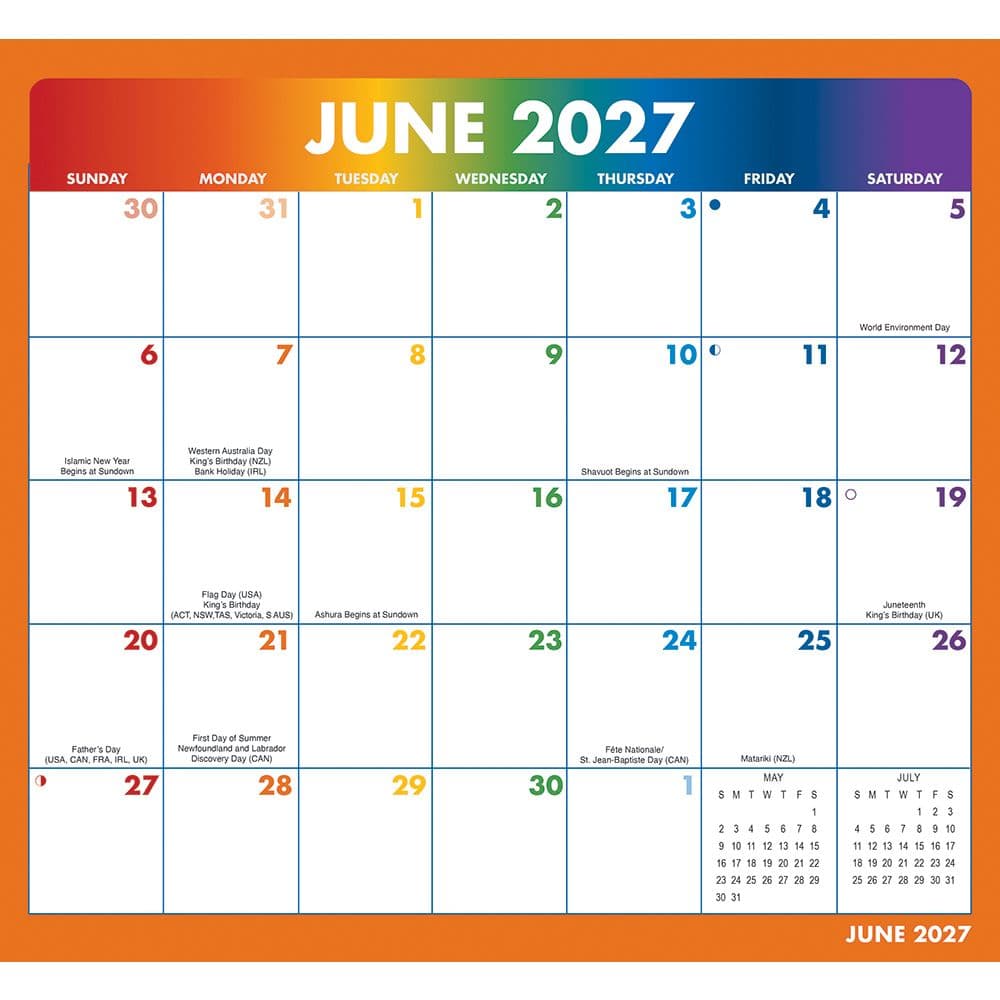 Rainbow Jumbo Magic Grip 2027 Wall Calendar Sixth Alternate Image