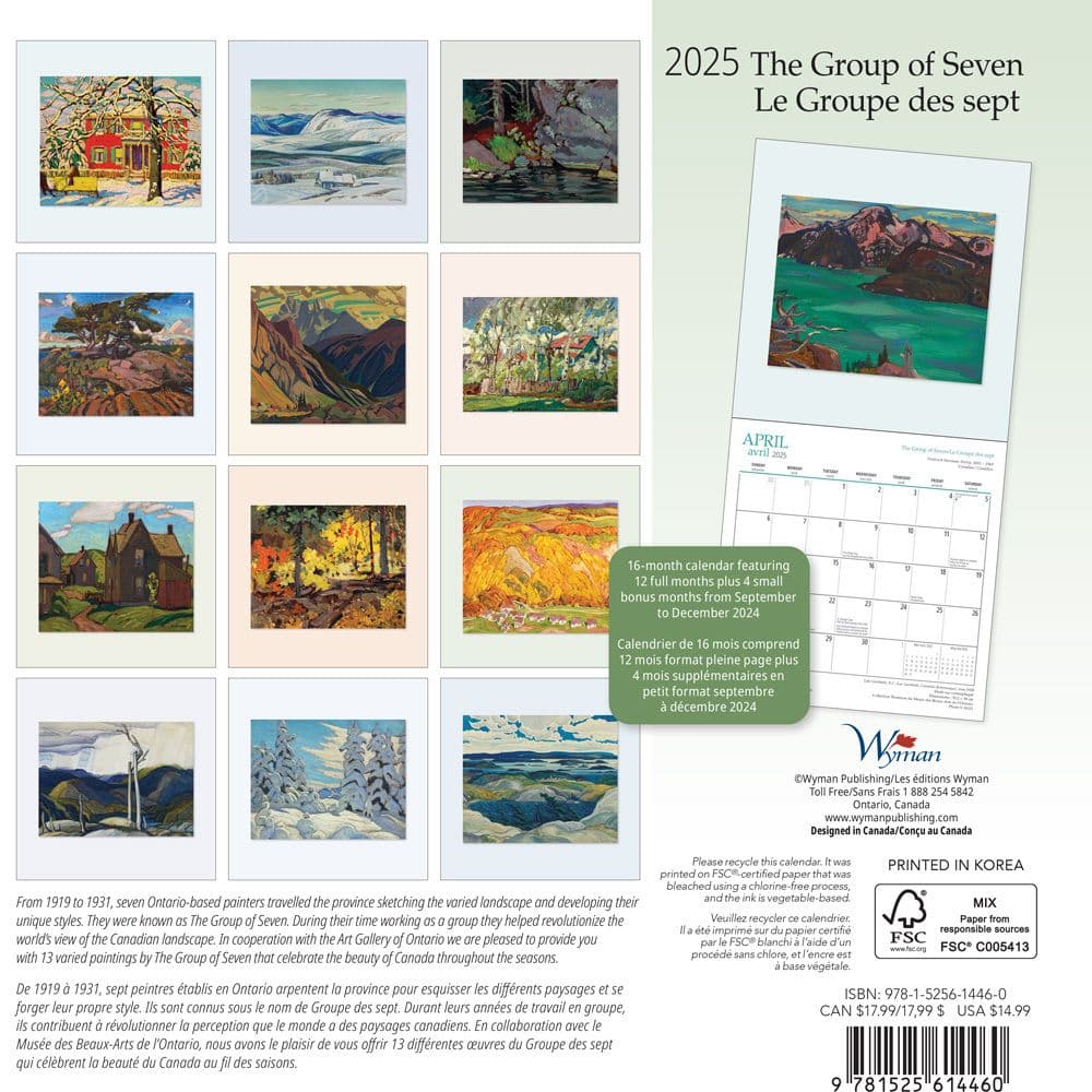 Group of Seven Art Gallery of Ontario French 2025 Wall Calendar back cover