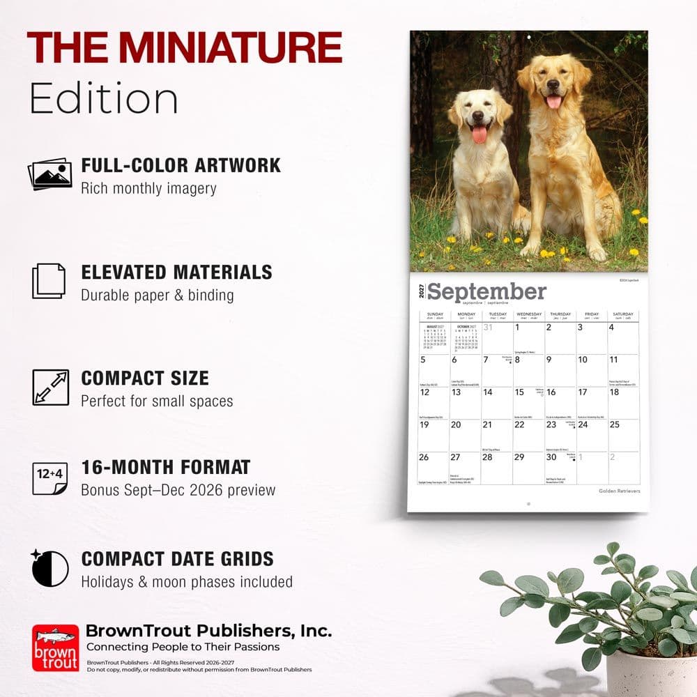 Golden Retrievers 2027 Mini Wall Calendar Fifth Alternate Image