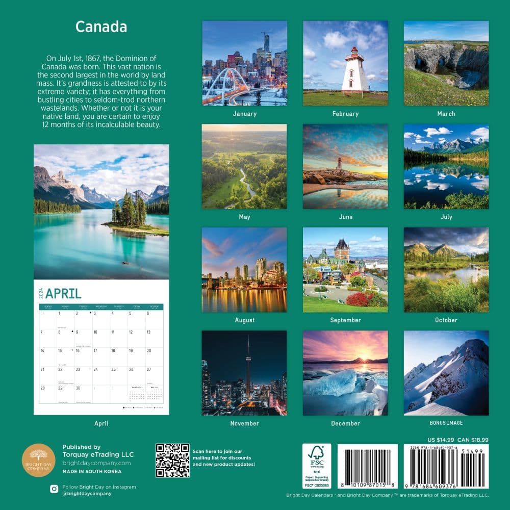 Canada 2024 Wall Calendar First Alternate Image width=&quot;1000&quot; height=&quot;1000&quot;
