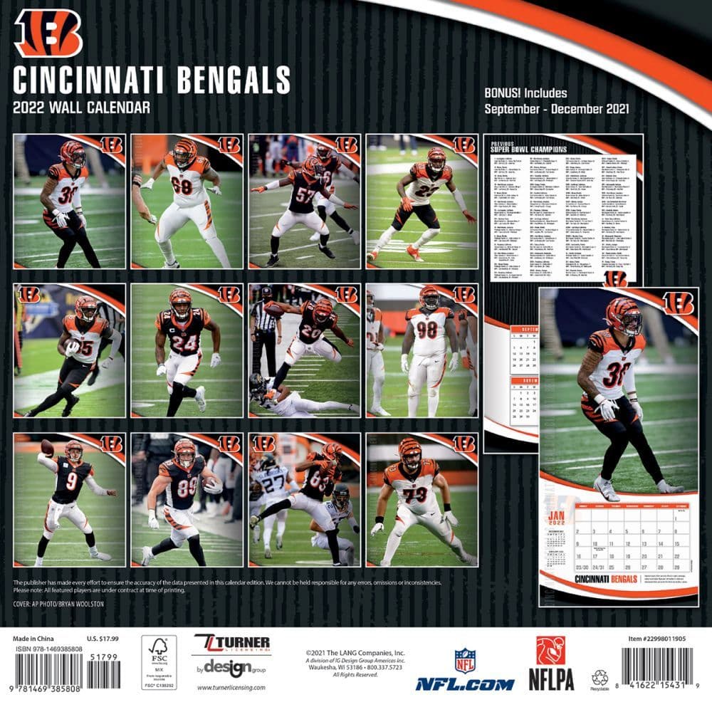 Cincinnati Bengals 2022 Wall Calendar Calendars Com