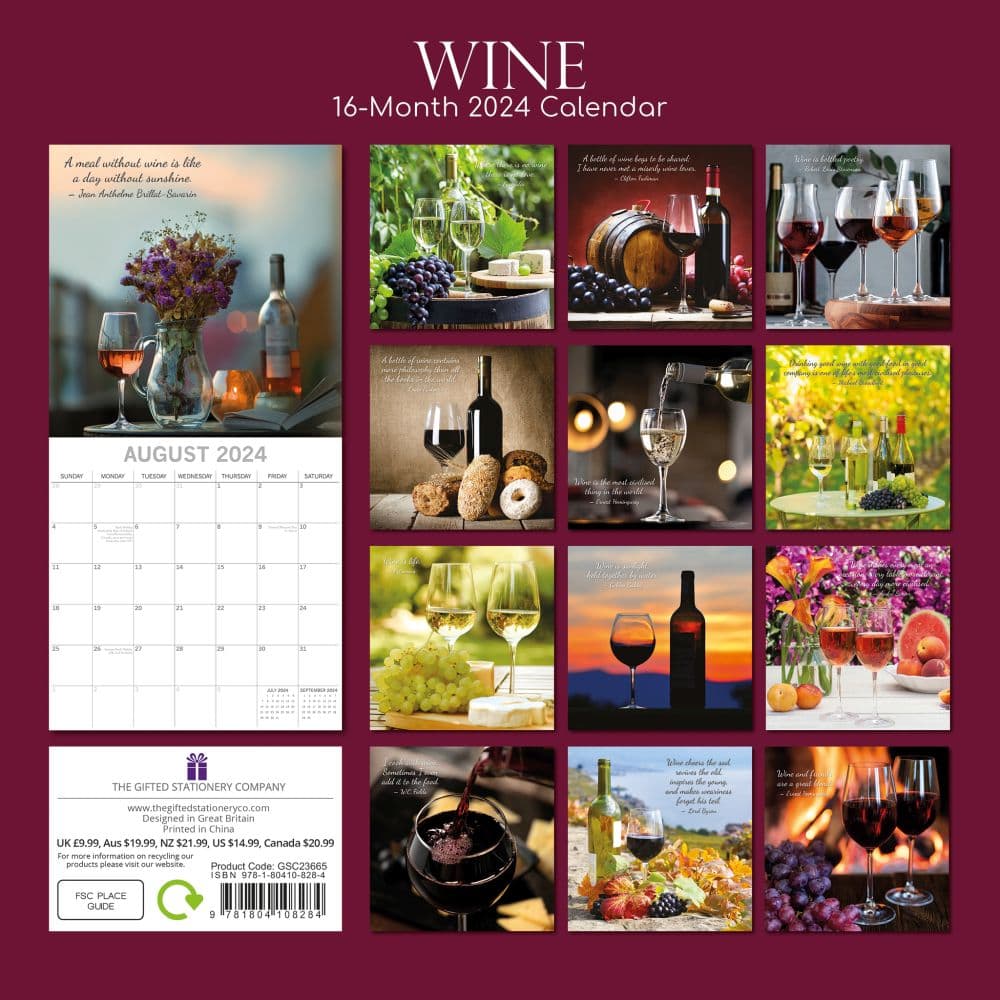 Wine 2024 Wall Calendar