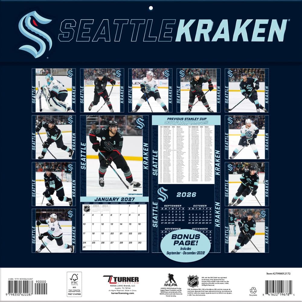 NHL Seattle Kraken 2027 Wall Calendar First Alternate Image