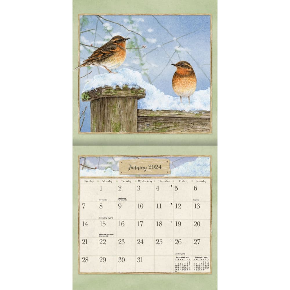 Birds In The Garden 2024 Mini Wall Calendar