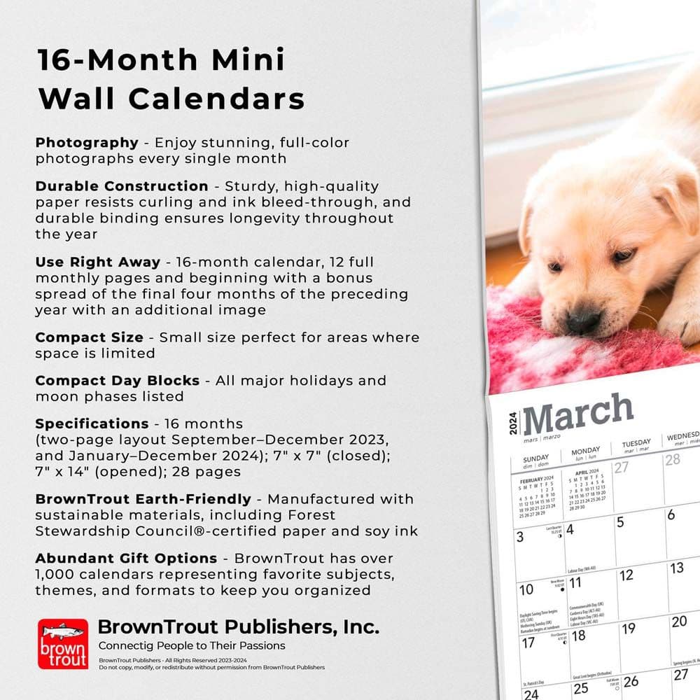 Lab Yellow Puppies 2024 Mini Wall Calendar Fourth Alternate Image width=&quot;1000&quot; height=&quot;1000&quot;
