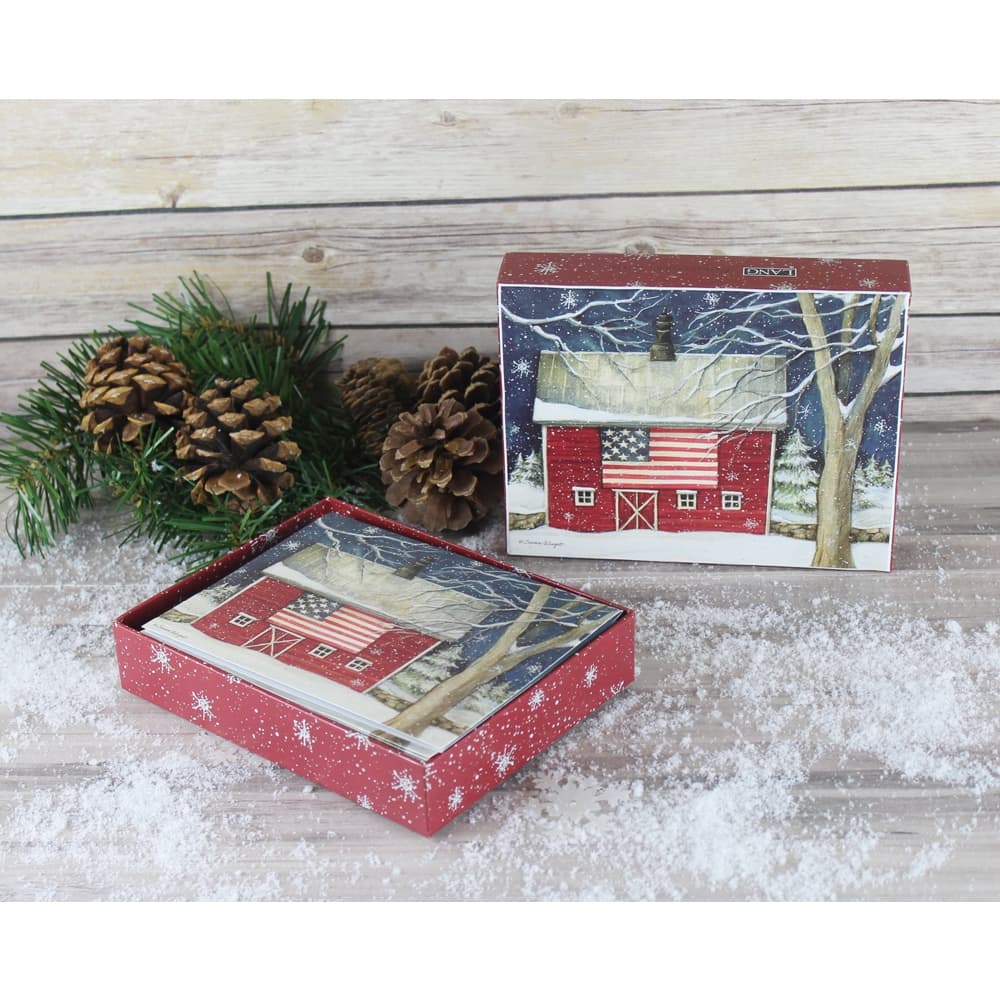 Patriotic Holiday Boxed Christmas Card by Susan Winget Alternate Image 3