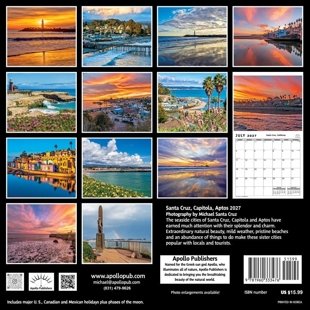 Santa Cruz Capitola and Aptos 2027 Wall Calendar First Alternate Image