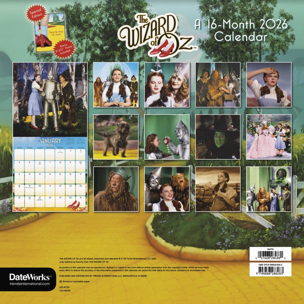 Wizard of Oz Exclusive With Bonus Print 2026 Wall Calendar First Alternate Image