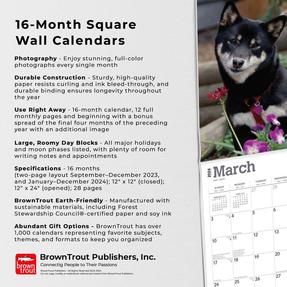 Shiba Inu 2024 Wall Calendar