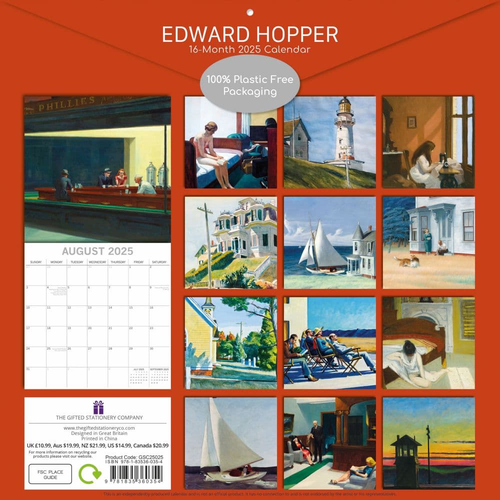 Edward Hopper 2025 Wall Calendar