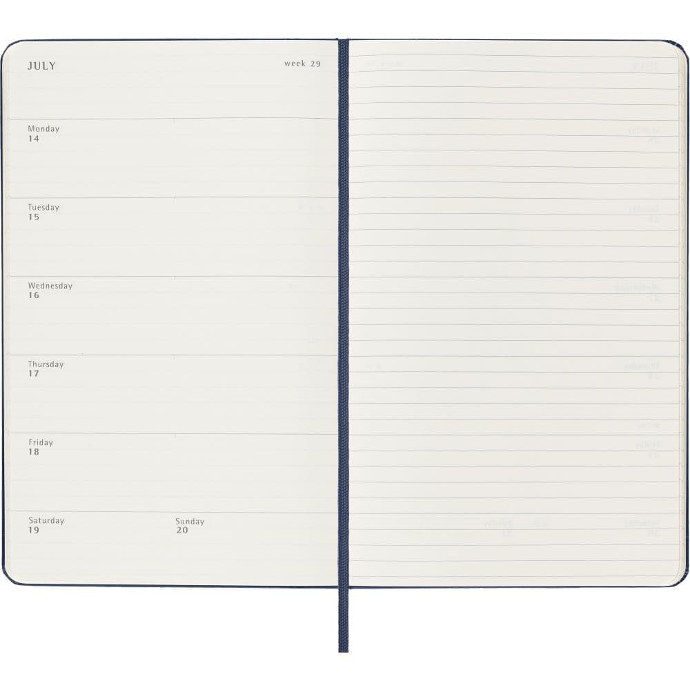 Moleskine Large Blue Weekly Hard Cover 2025 Planner Fourth Alternate Image