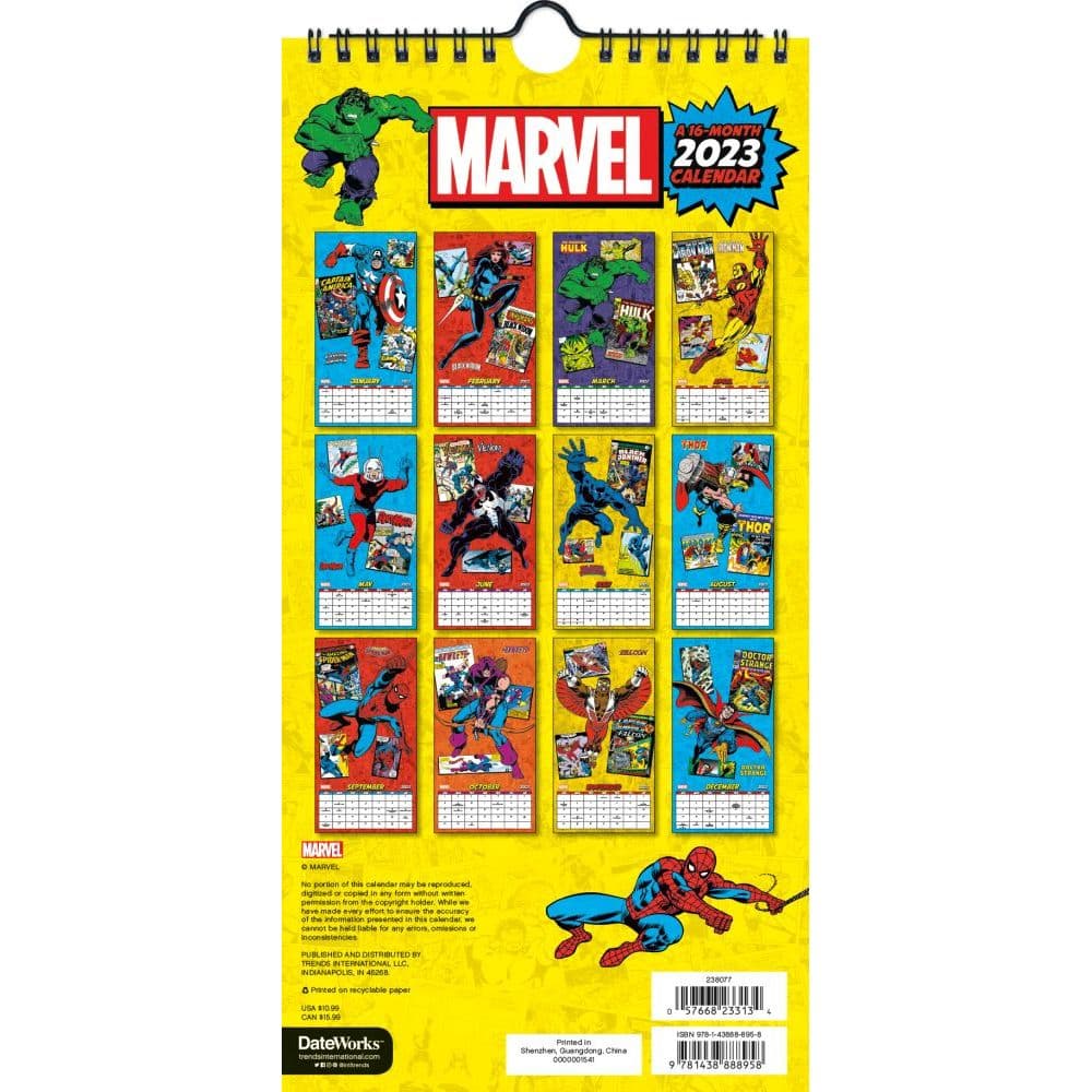 Marvel Comics 2023 Mini Slim Poster Calendar - Calendars.com