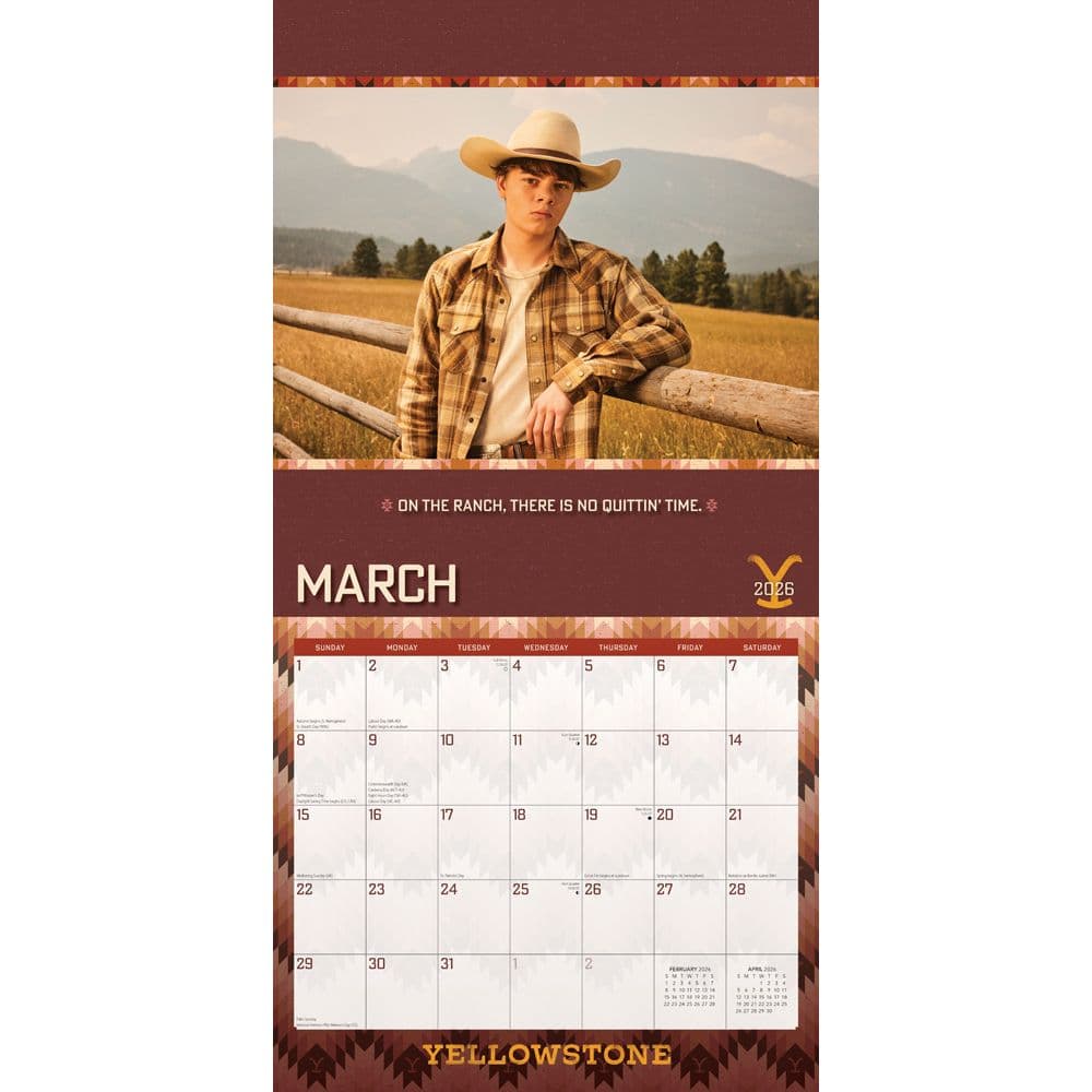 Yellowstone TV 2026 Wall Calendar