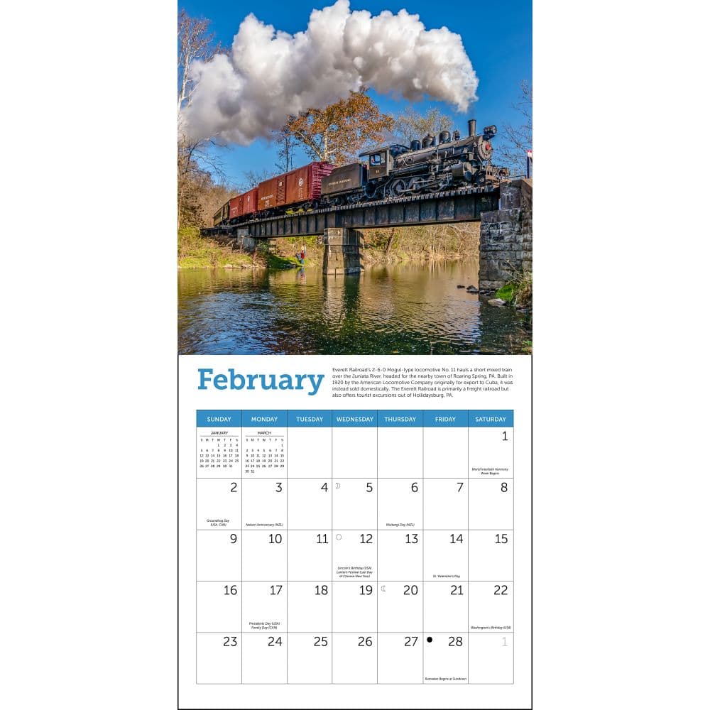 Steam Trains 2025 Mini Wall Calendar
