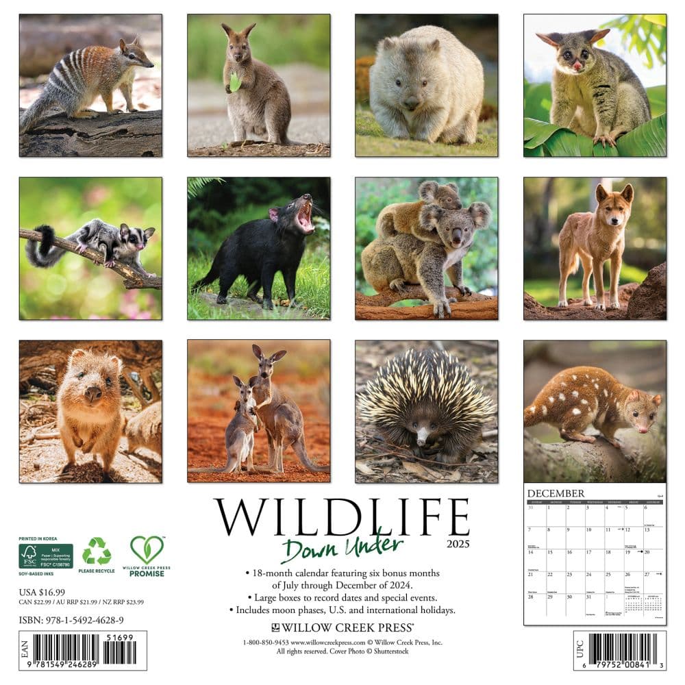 Wildlife Down Under 2025 Wall Calendar First Alternate Image width="1000" height="1000"