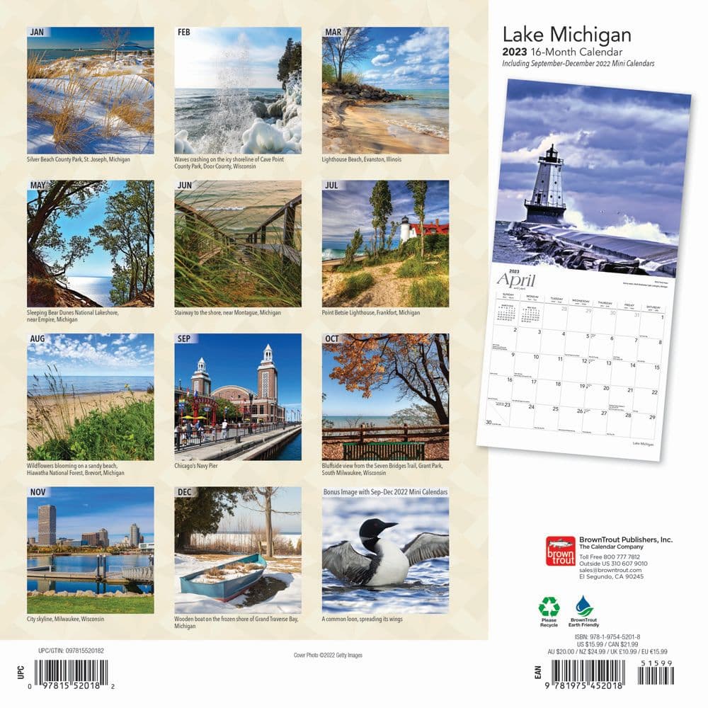 Lake Michigan 2023 Wall Calendar - Calendars.com