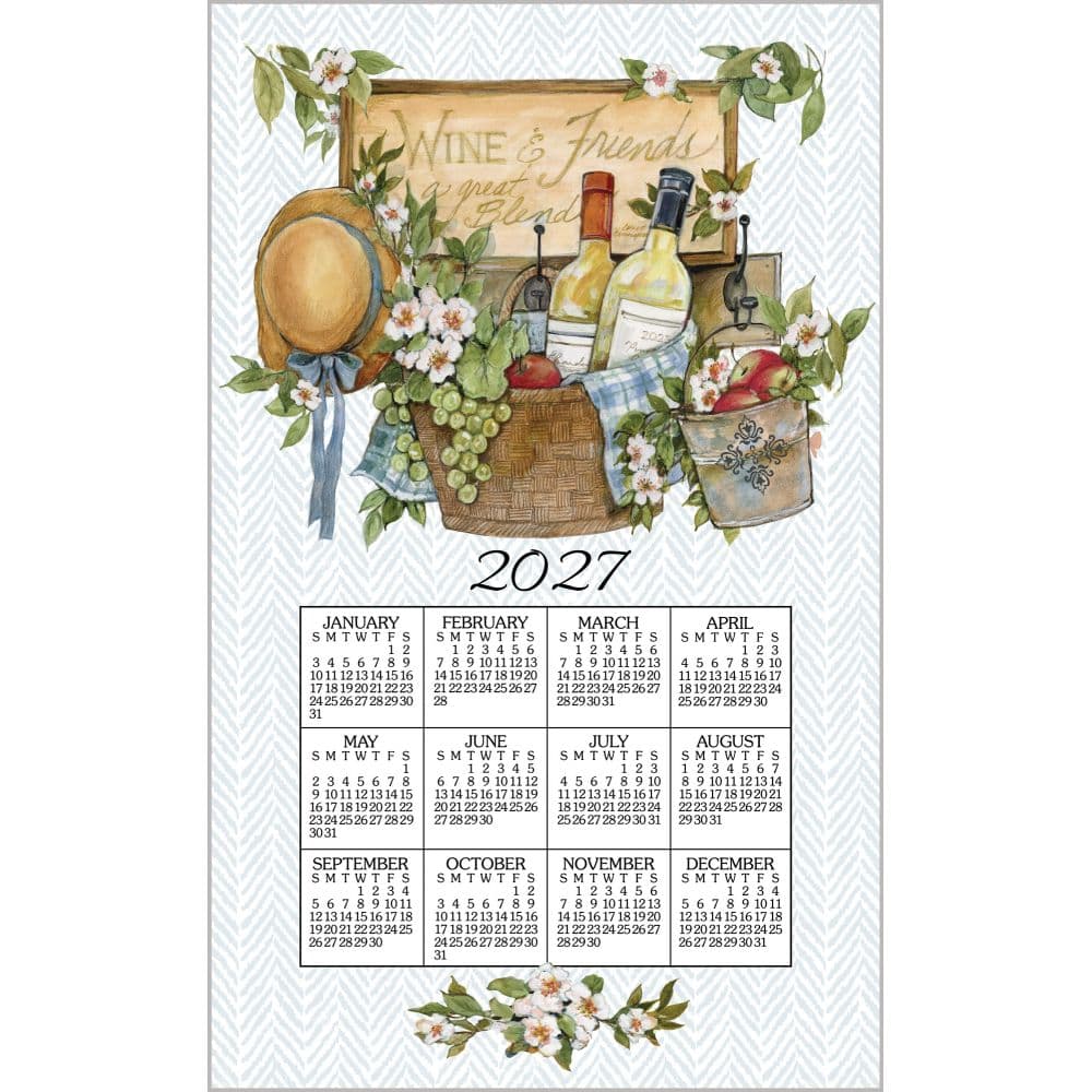 Wine Basket 2027 Calendar Towel