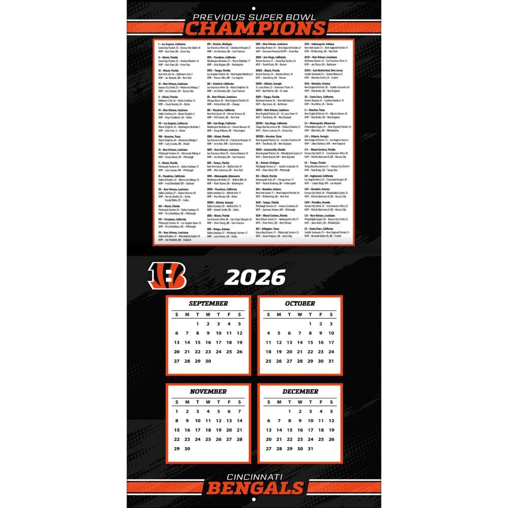 NFL Cincinnati Bengals 2027 Wall Calendar Second Alternate image