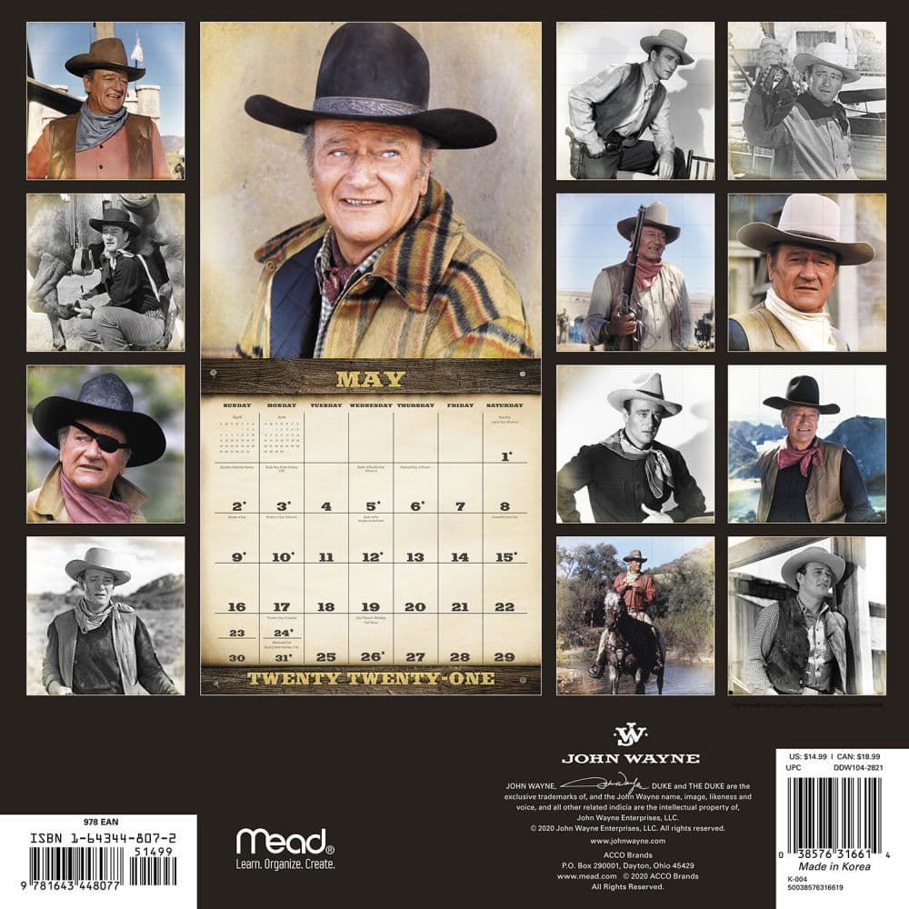 John Wayne Wall Calendar