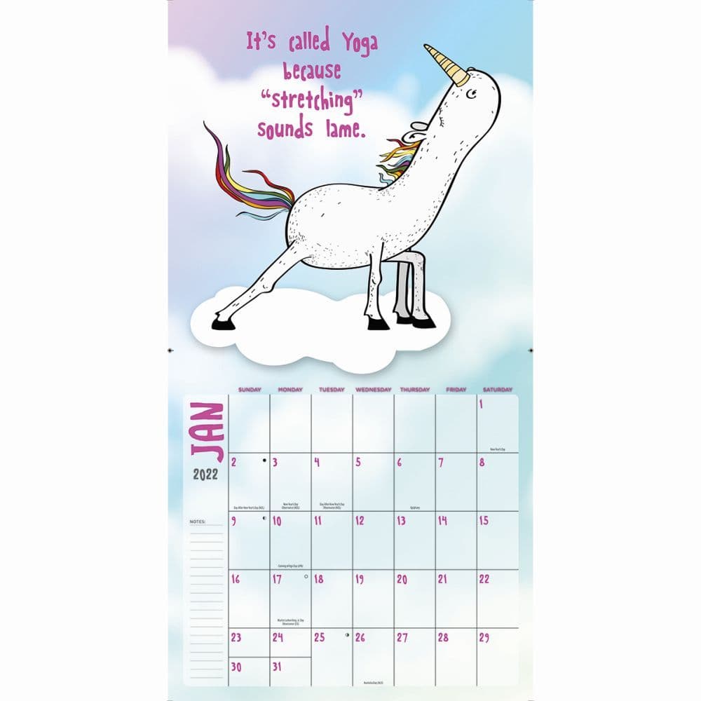 Unicorn Yoga 2022 Wall Calendar Calendars Com